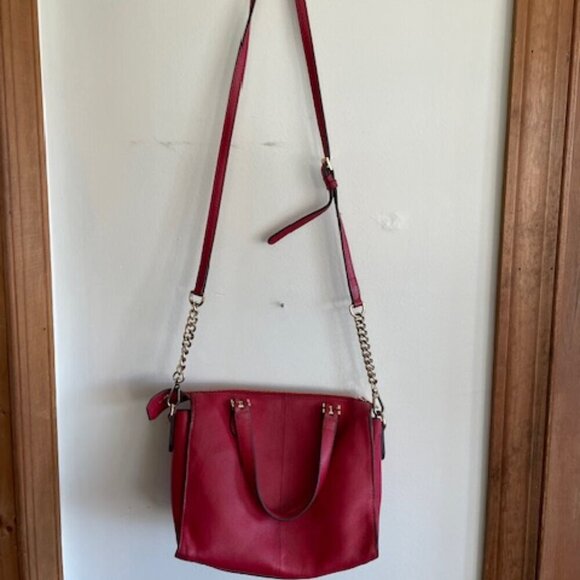 PAUL COSTELLOE Vintage Red Leather Satchel/Shoulder Bag Purse - Picture 6 of 17